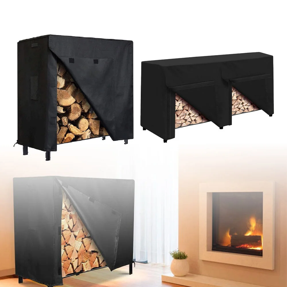 Firewood Storage Protection Cover Firewood Log Rack Cover Convenient Storage Bag Easy Installation Cover Front Side Closures