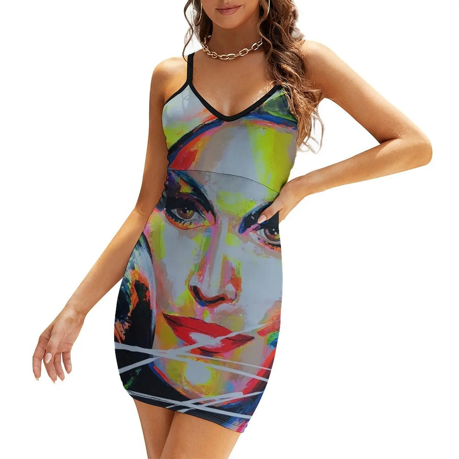 

Dalida Art painting Sling Dress dress for women summer women's suit dresses summer elegant party dress for women 2025