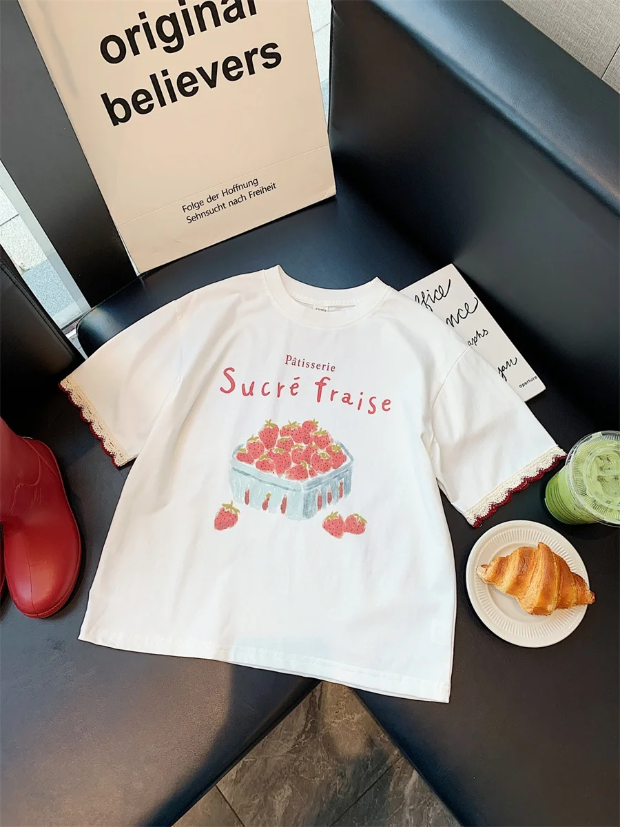 

Korean Sle Sweet Floral Print Ruffle ort Sve T-irt ex Summer Versatile Casual round Ne oulder Level Top