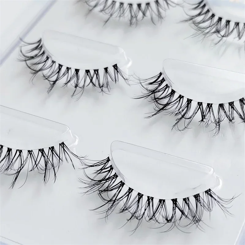 HBZGTLAD 3rows Natural False Eyelashes  Manga Lashes Clear Thin Stem False Eyelashes Natural Look enhancing eye appearance