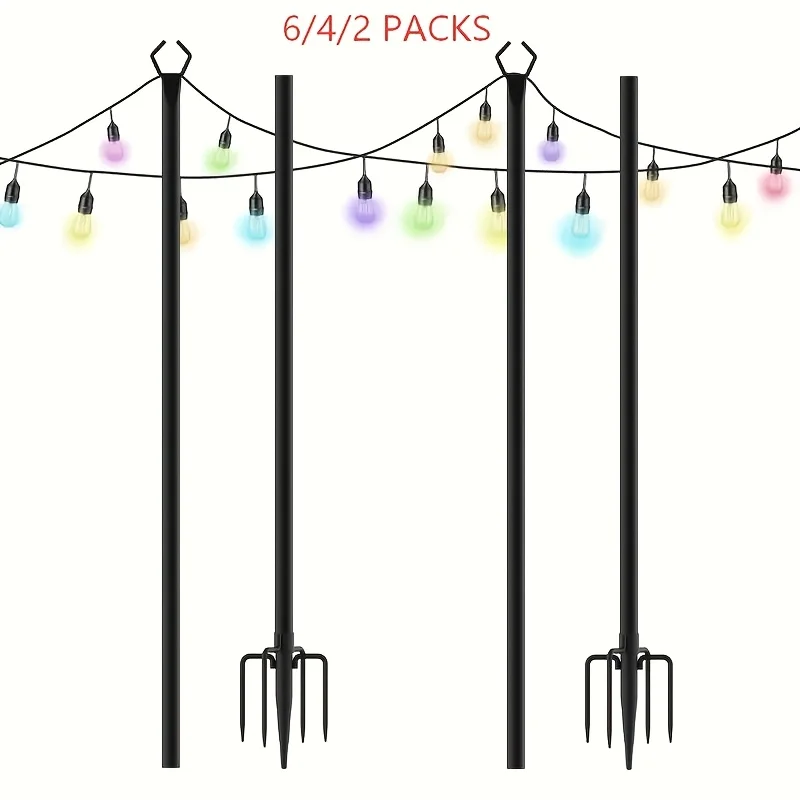 

Набор из 6/4/2 штук, 8,9-футовая сверхпрочная металлическая стойка для гирлянд, регулируемая уличная стойка для гирлянд для патио, заднего двора, сада, вечеринок A
