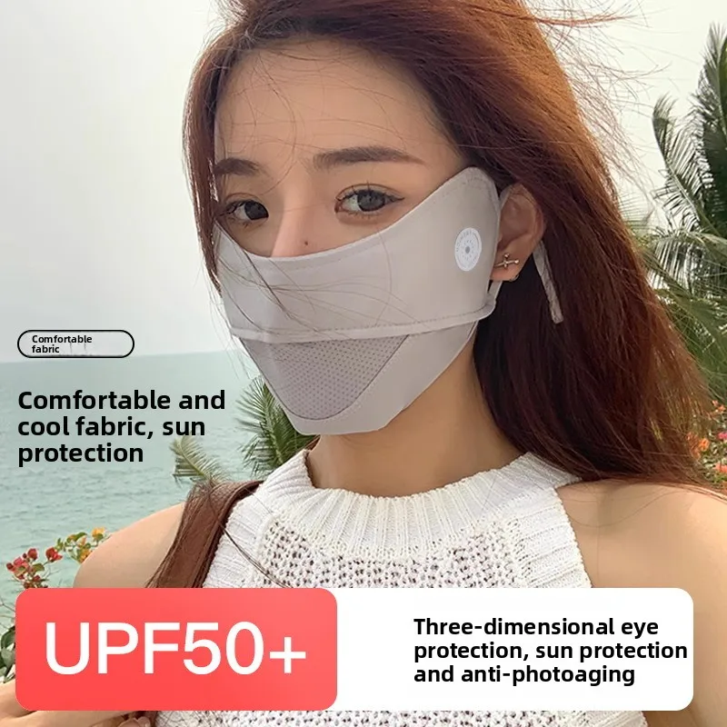 

Full Face Sunscreen Mask Women's Summer UV Protection Sunshade Ice Silk Mask Protective Breathable Driving Mask Face Kini
