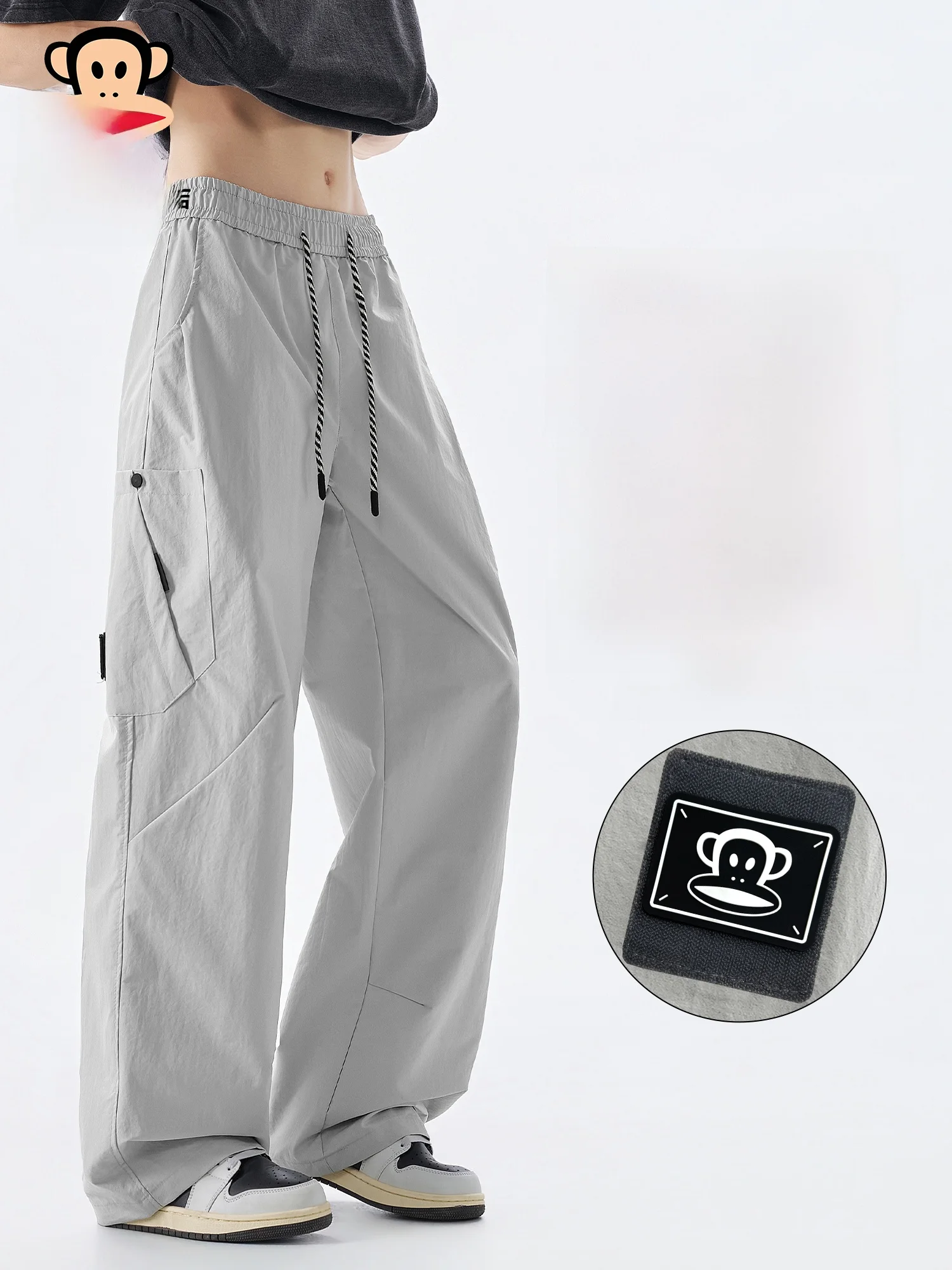 

Мужские летние брюки Paul Frank: свободные, прямые, для работы и повседневной носки, из полиэстера, со средней посадкой