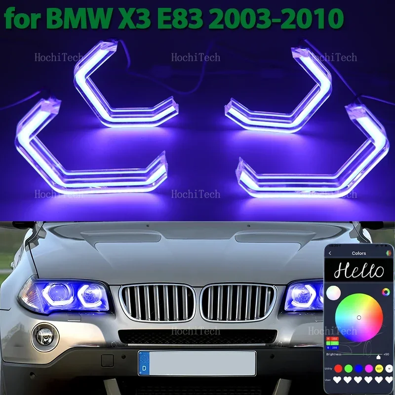 

M4 style LED Angel Eyes Kit Ring RGB colors APP control Headlight Lamps For BMW X3 E83 2003-2010 xDrive25i 30i xDrive18d 30d 35d