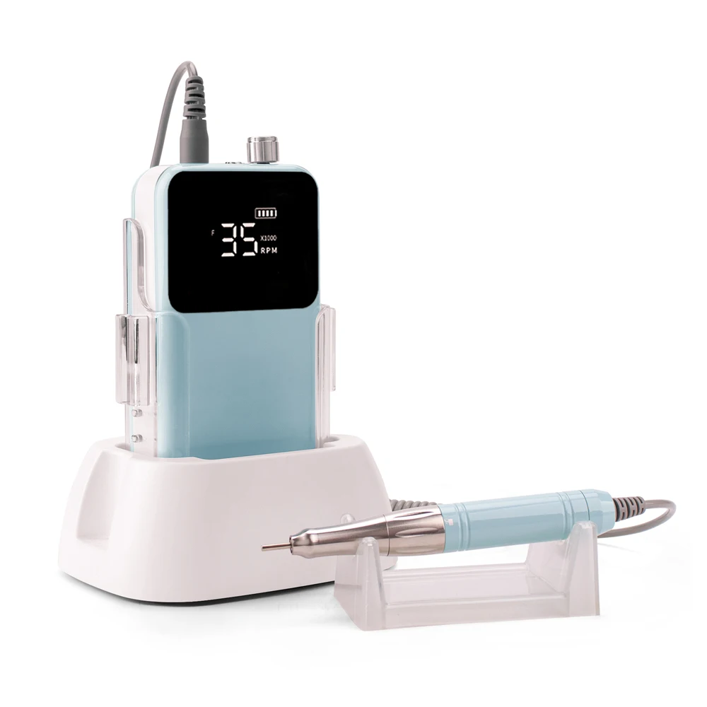Potente motore coreless Forte trapano per unghie senza fili da tavolo 35000 giri/min Lima per unghie elettrica ricaricabile ad alta velocità