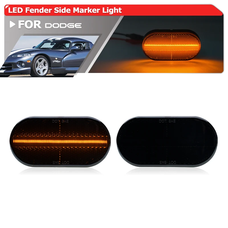

Smoked Fender Side Markers Replacement For Dodge Gen1 Viper SR I II 1992-2002 LED Bumper Wheel Parking Lamps OEM# 4642930