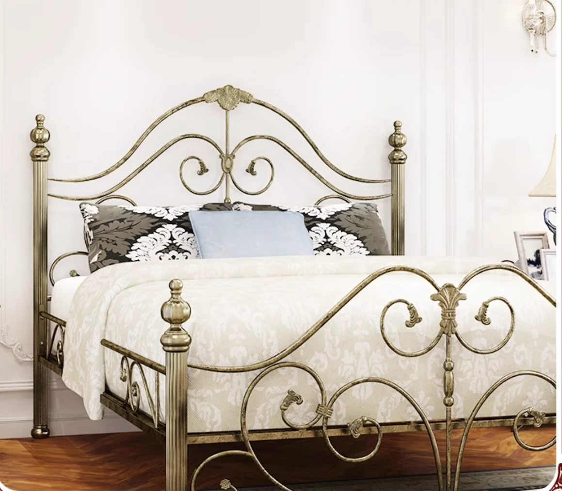 Wrought iron bed European Princess Vintage bed Iron frame sheets double classic reinforced