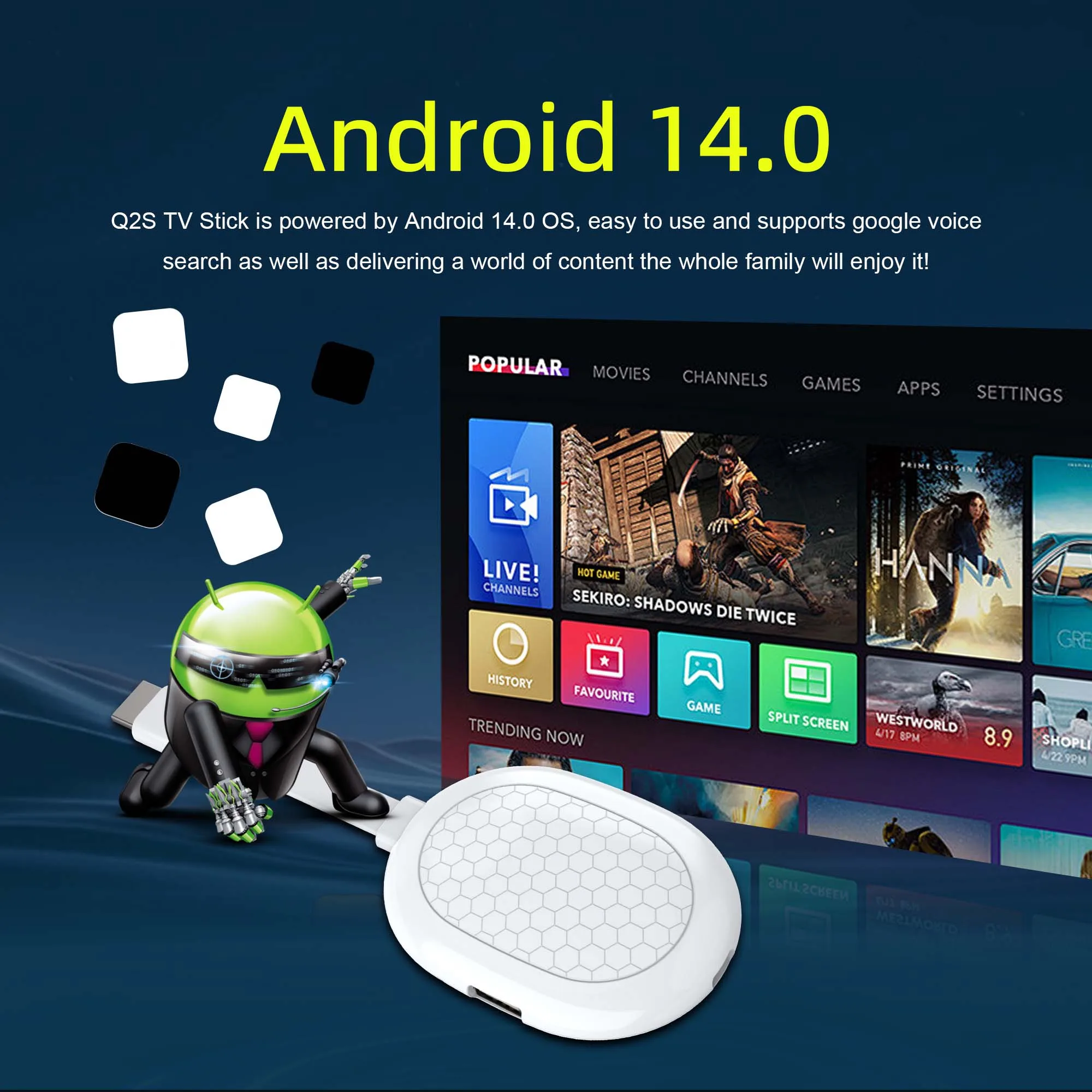 Factory direct sales Android 14.0 Allwinner H313 Quad Core TV stick Support NETFLIX  YOUTUBE Wifi6 BT5.0 Voice remote 8K tv box