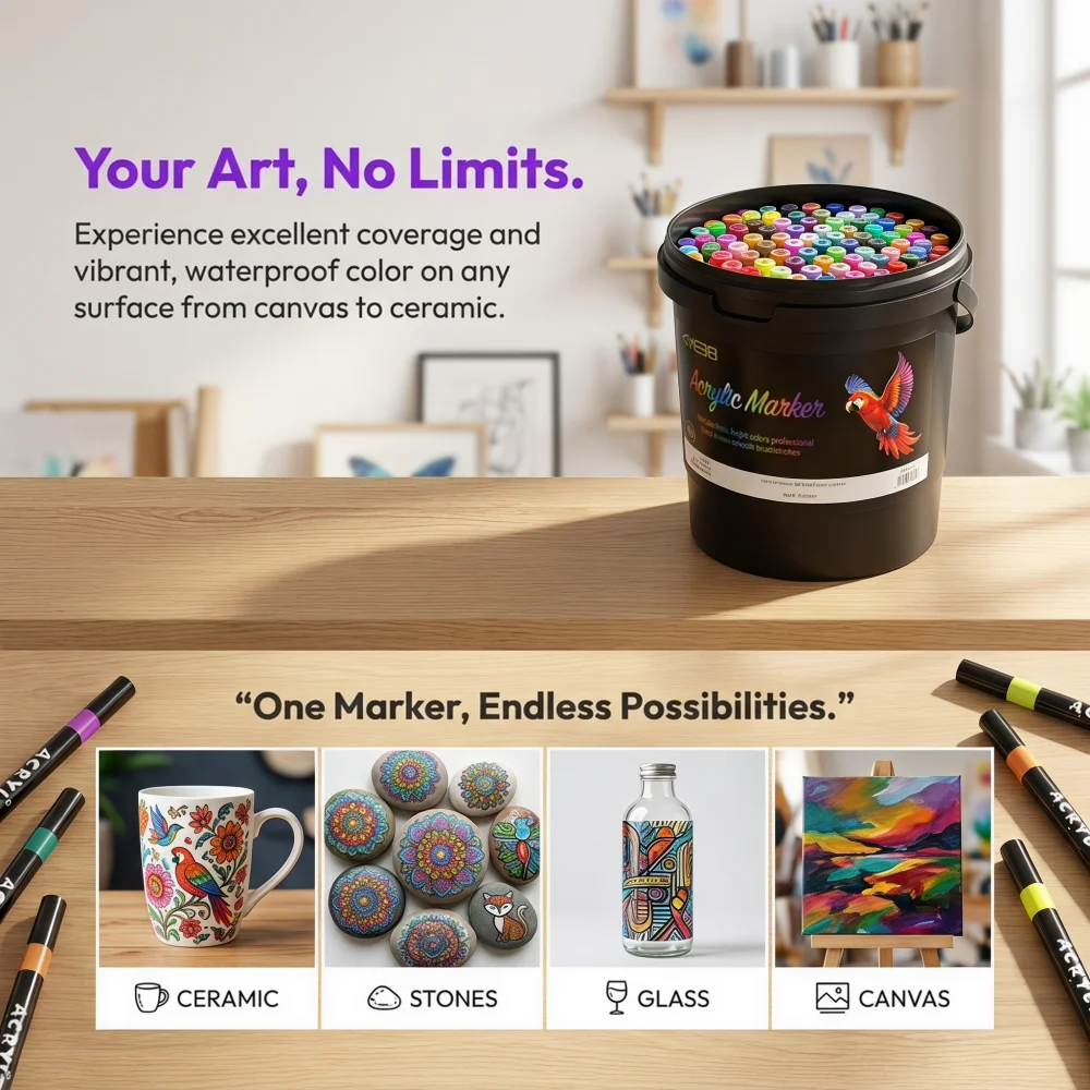 24-120色のアクリルマーカー、バケットパックアートペン、 - Illustration Marker Set のレビューと価格