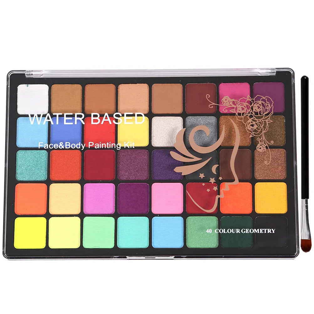 مجموعة واحدة من أدوات طلاء الوجه الملونة التي تعمل بالماء لمهرجانات الهالوين وحفلات الكبار ومستلزمات فنية للمكياج المحمولة #3