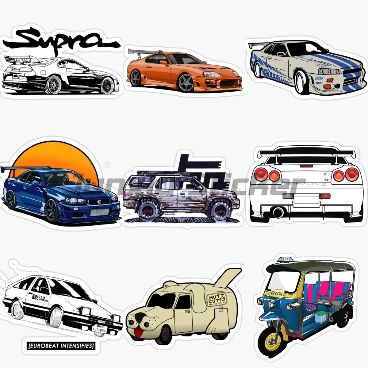 

Retrofit Racing Car Stickers Water Bottles Laptop Motorcycle Computer Window Vinyl Wall Room Refrigerator Truck Decals