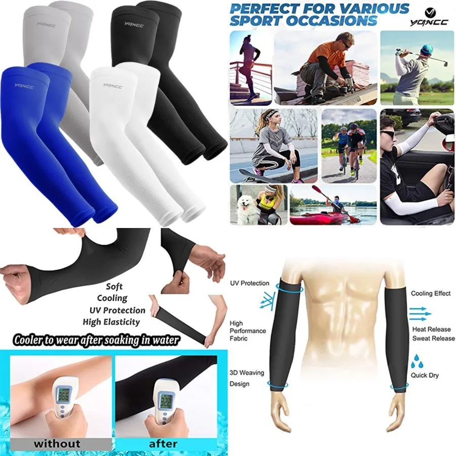 

YQXCC Arm Sleeves for Men Women, UPF 50 UV Sun Protection Cooling Sports Compression Sleeves for Golf Basketball