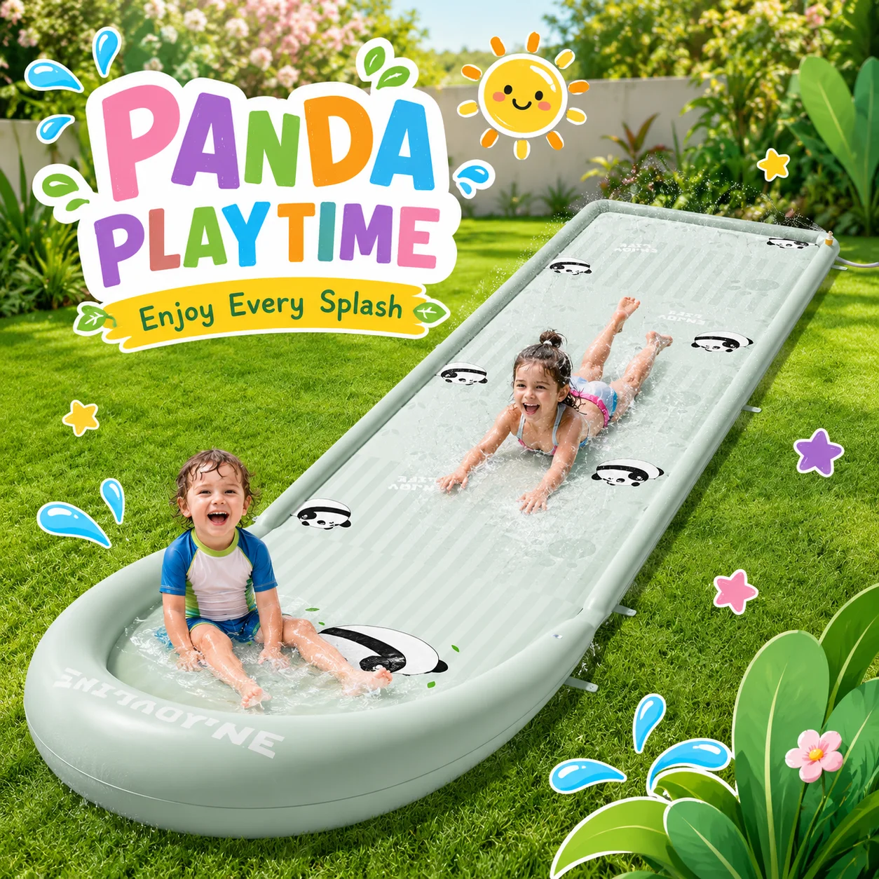 Slip Slide Water Mat - Scivolo d'Acqua Gonfiabile con Piscina, Tappeto