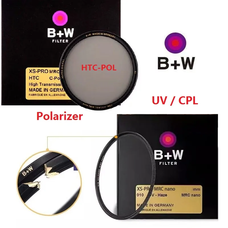 B+W Filter HTC-POL UV / CPL Polarisationsfilter 49_52_55_58_62_67_72_77_82mm XSP MRC Multicoat Nano-beschichteter Messingspiegelrahmen – Detail 4