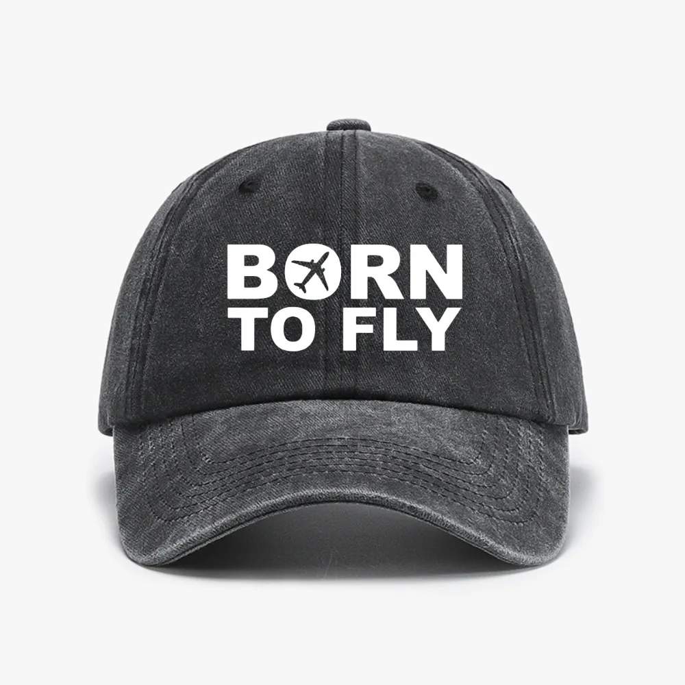 

Born To Fly Flight Pilot Baseball Cap Adjustable Unisex Aviation Airplane Aviator Dad Hat Hip Hop Distressed cowboy Snapback Cap