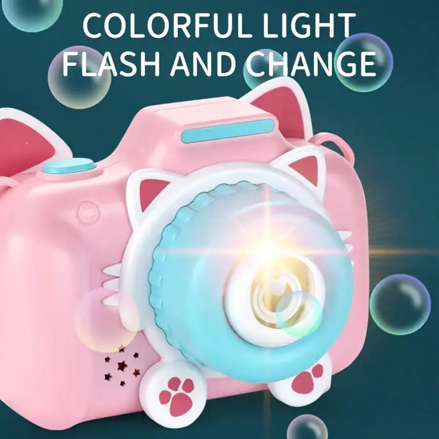 Brinquedo da máquina da bolha da câmera dos desenhos animados, soprador automático da bolha para meninos e meninas, apropriado para jogos ao ar livre, presentes de aniversário
