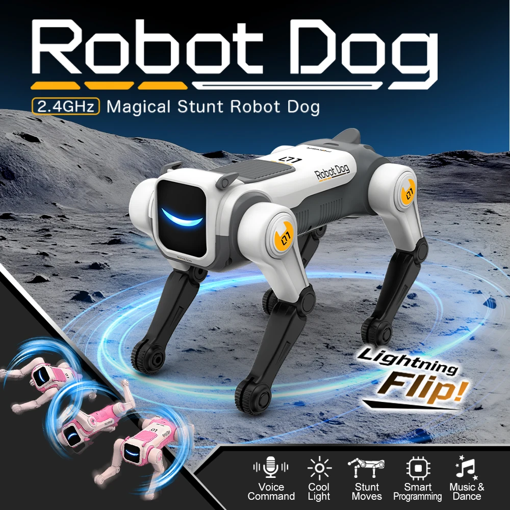 AI Smart Robot Dog Toy Voice Control RC Stunt Puppy Magic Flip Rolling Tricks Interactive Robotic Pet Gift for Boys Girls