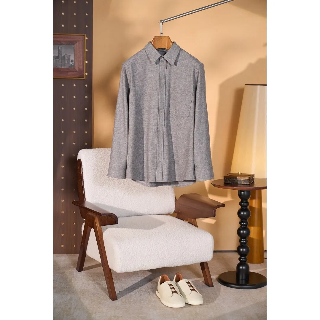

Men's Camere Wool irt Long Sve Single ket Classic Sle Winter Busin Casual Faion Ele Color Fit All ...