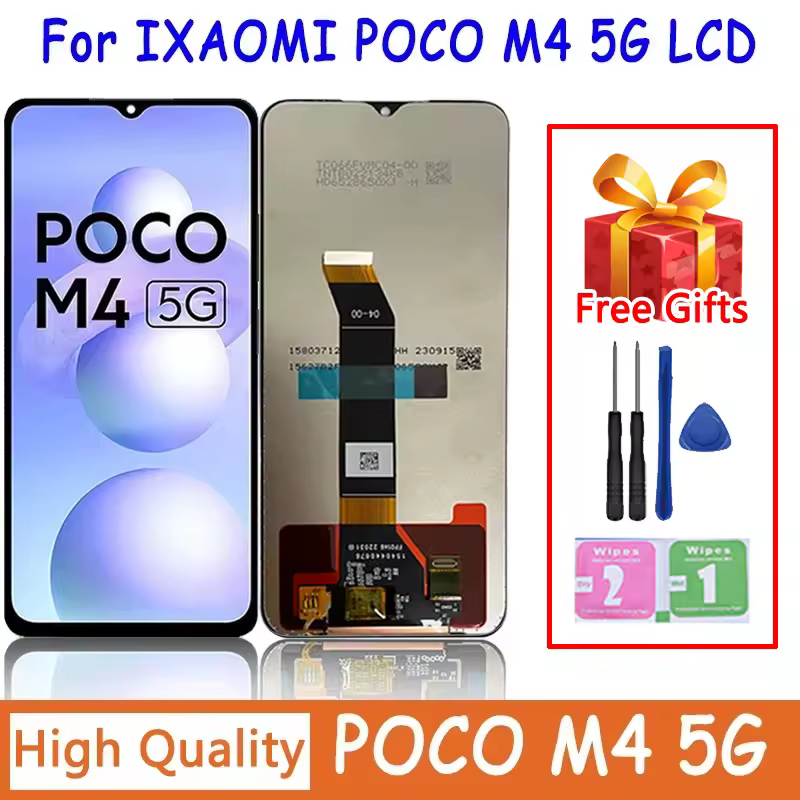Pantalla LCD probada para Xiaomi Poco M4 5G, ensamblaje de digitalizador de pantalla táctil, piezas de repuesto para pantalla LCD POCOM4 5G MZB0BRZIN