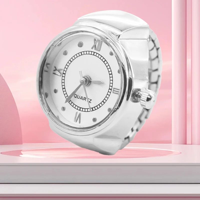 新しいホット販売クリエイティブローマリテラルリング腕時計合金ケース、カップルや男性のための指ラウンドダイヤル