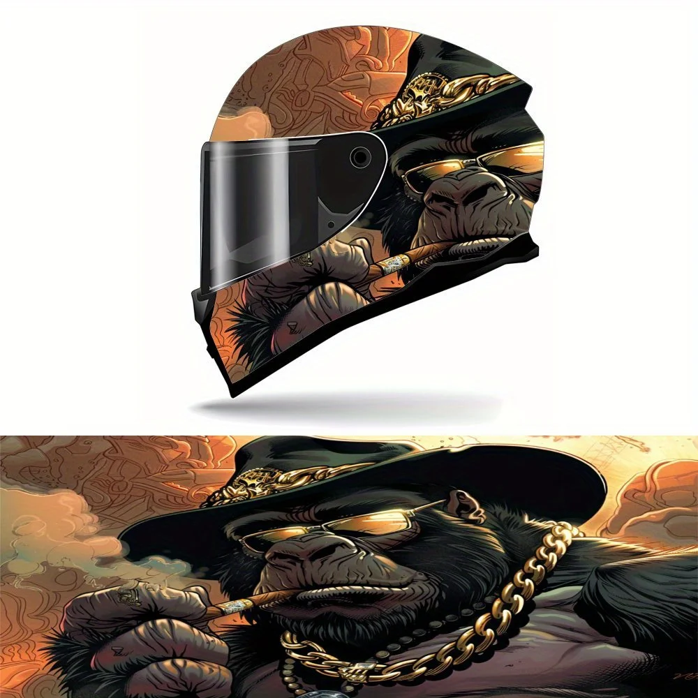 

Gorilla Tycoon Full Face Helmet Vinyl Wrap Sticker - Waterproof Scratch-Resistant Self-Adhesive PVC Decal For Motorcycle Racing