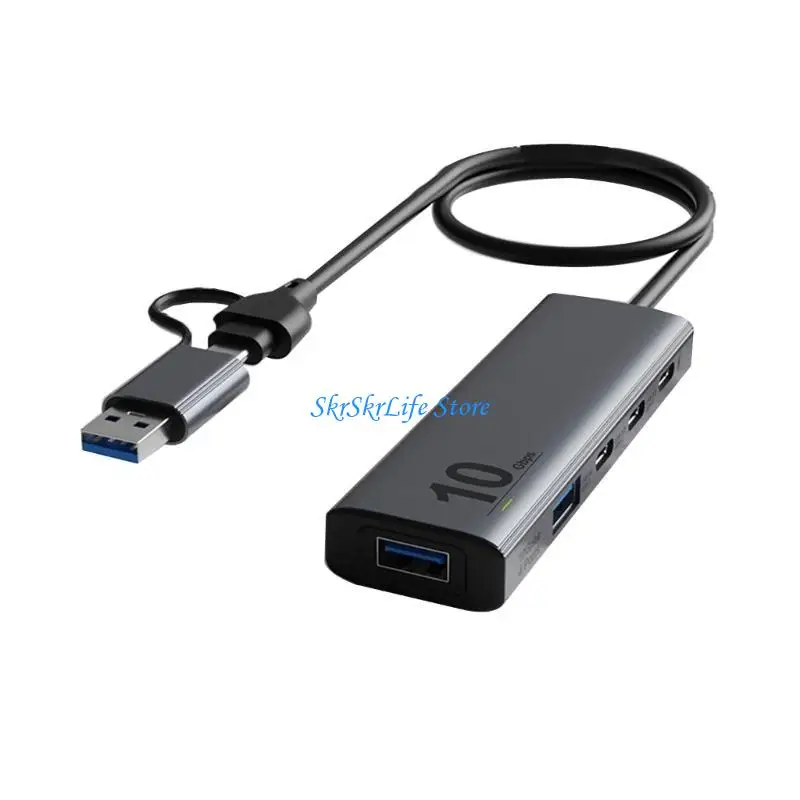 

E65E AluminumAlloy USB Adapter HUB for Notebooks 5 in 1 TypeC Hub & Data Transfer