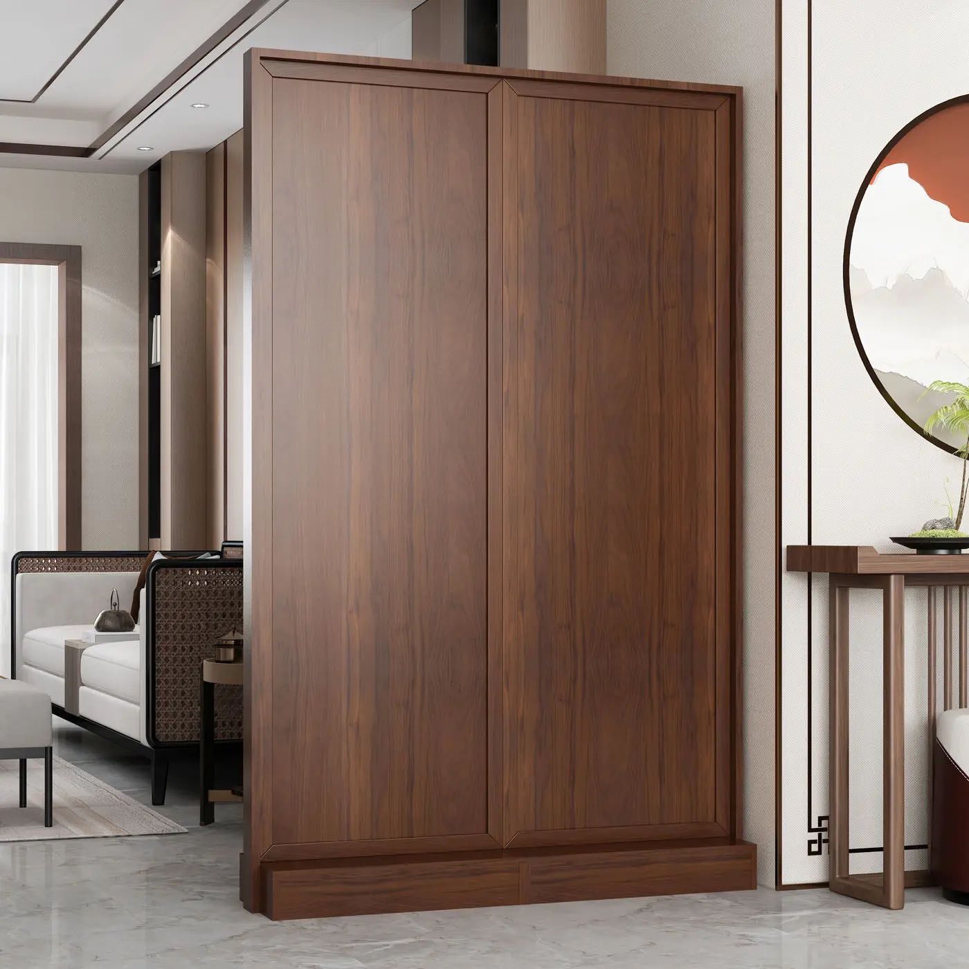 CX new Chinese-style double-sided screen partition living room entrance entrance, shoe cabinet integrated simple and modern,