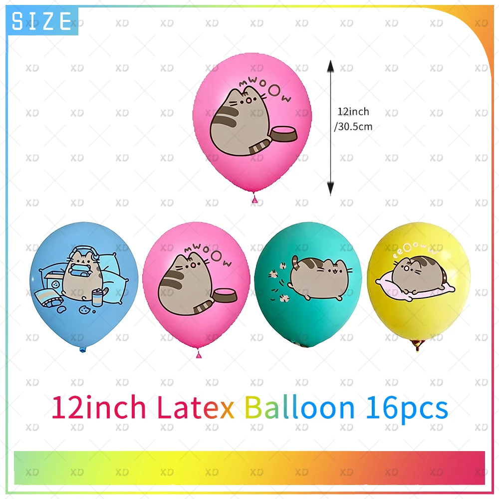 Niedliche Katzen-Geburtstagsparty-Dekoration Hintergrund-Zubehör Ballon-Set Tortendekoration Wimpelkette Kawaii P-Pusheening Geschenk-Requisiten – Detail 4