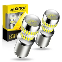 AUXITO 2Pcs 1156 BA15S LED Bulbs Auto Rear Reverse Light Bulbs 6000K White With Lens P21W 7506 LED DRL Car Driving Lamp 4014 SMD