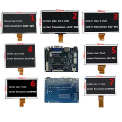 7/8/9/10.1 pouce 1024*600 D'affichage à CRISTAUX LIQUIDES d'écran compatibles HDMI VGA Carte Pilote Moniteur Pour Framboise/Banane/Orange Pi Mini Ordinateur