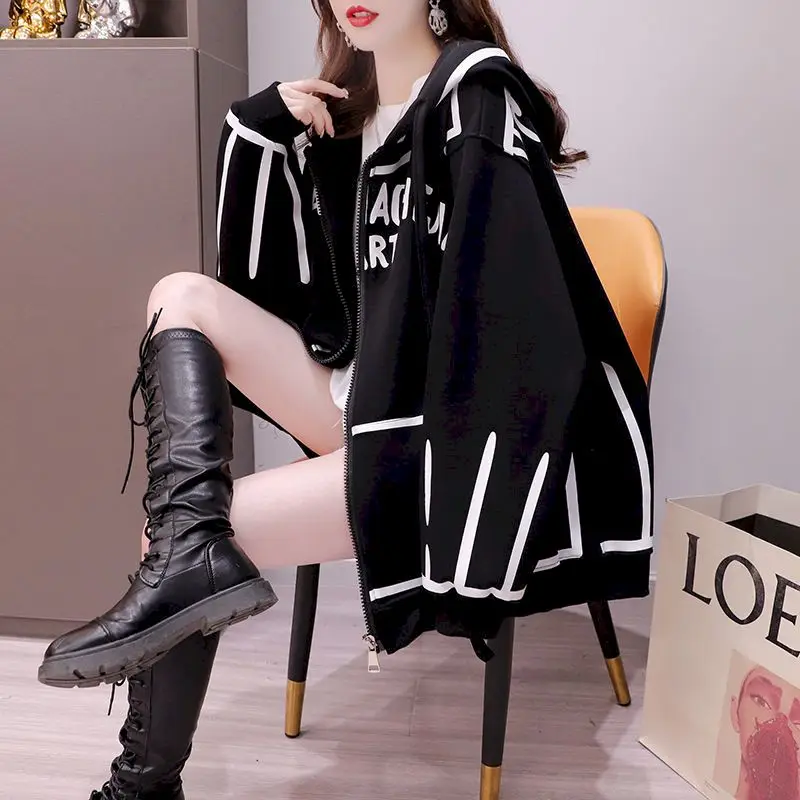 Plush Thicken Hoodies Women Autumn Winter Trendy Fashion Hooded Cardigan Jackets Korean Loose Casual Hoodie Design Sense Coats