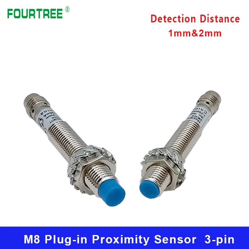 LJ8A3 Plug-in Proximity Sensor M8 Metal Inductive Approach Switch With Air Plug Detect Distance 1mm 2mm PNP/NPN NO NC 3 Cores