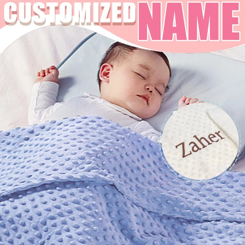 

Doudou Personnalisé Bébé Blanket Custom Name Embroidery Stroller Car Seat Cover All-Season Nursery Bedding Gift