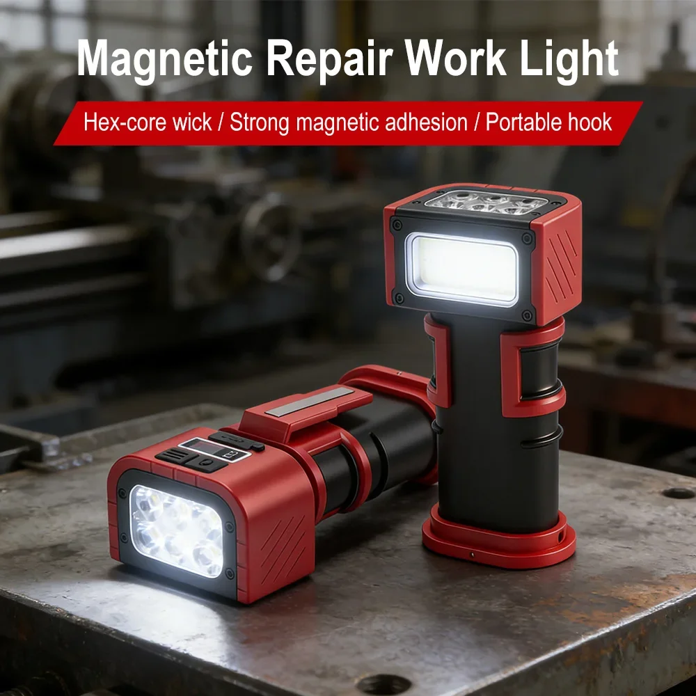 BORUiT COB LED Work Light 1000LM Type-C Rechargeable Flashlight with Magnetic &Hook Inspection Lamp for Car Repair Camping - view 2