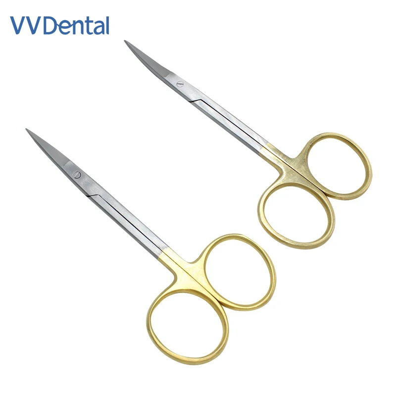 

VV Dental Stainless Steel Straight Curved Hemostatic Forceps Medical Dental Surgical Scissors Golden Handle