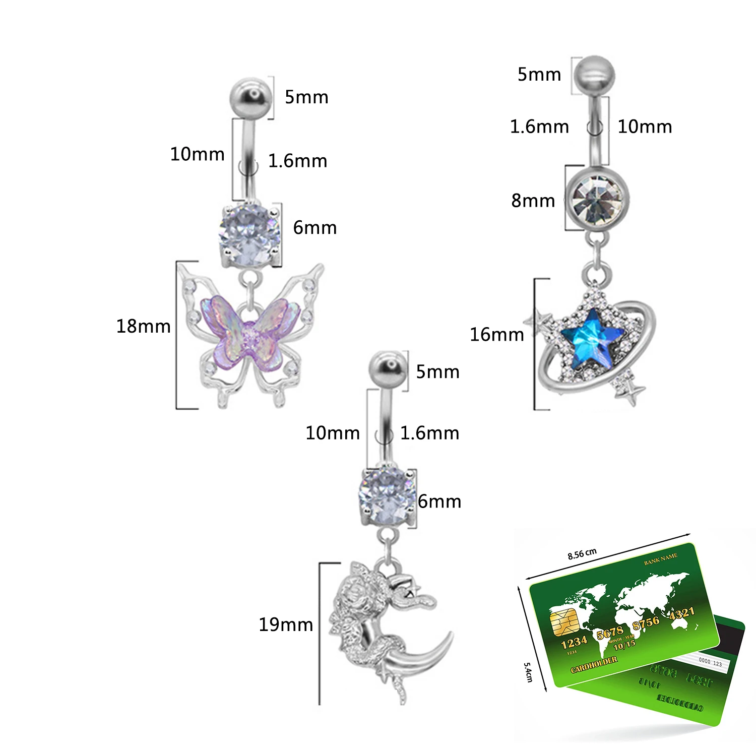 1Pcs Zinc Alloy Illusory Color Butterfly Belly Button Ring Navel Piercing Ring Navel Button Piercing Body Belly Piercing Jewelry