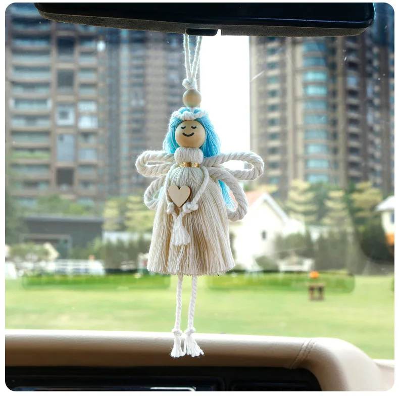 2023 New Hot Selling Automotive Products Handwoven Pendant Creative Angel Girl Car Rearview Mirror Decoration