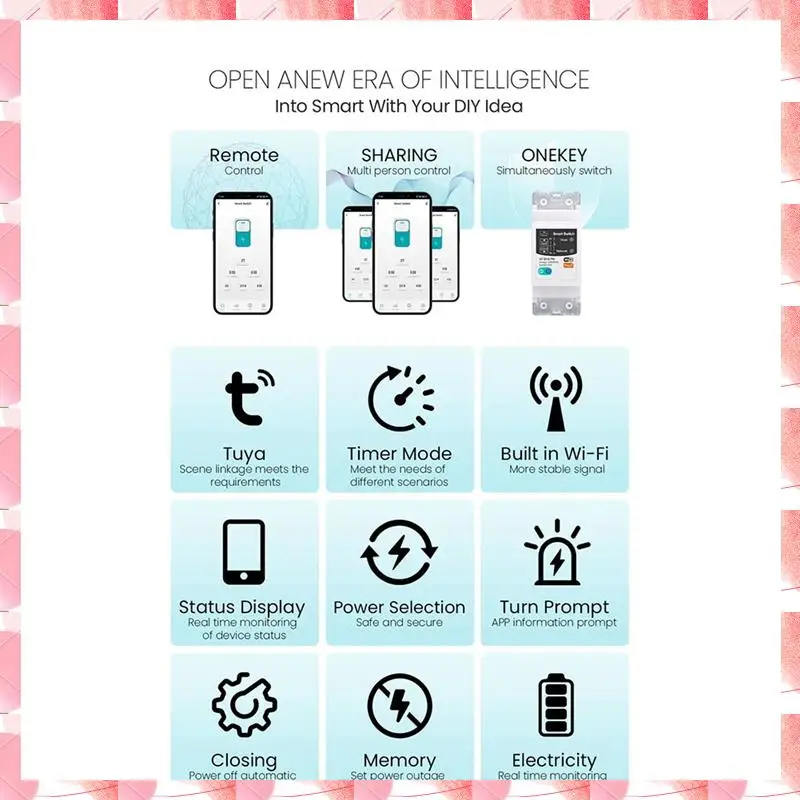 JAJA Tuya Smart Circuit Breaker 2P 63A Fernbedienung Von Haushaltsgeräten Für Smart Leben APP CNMIBO