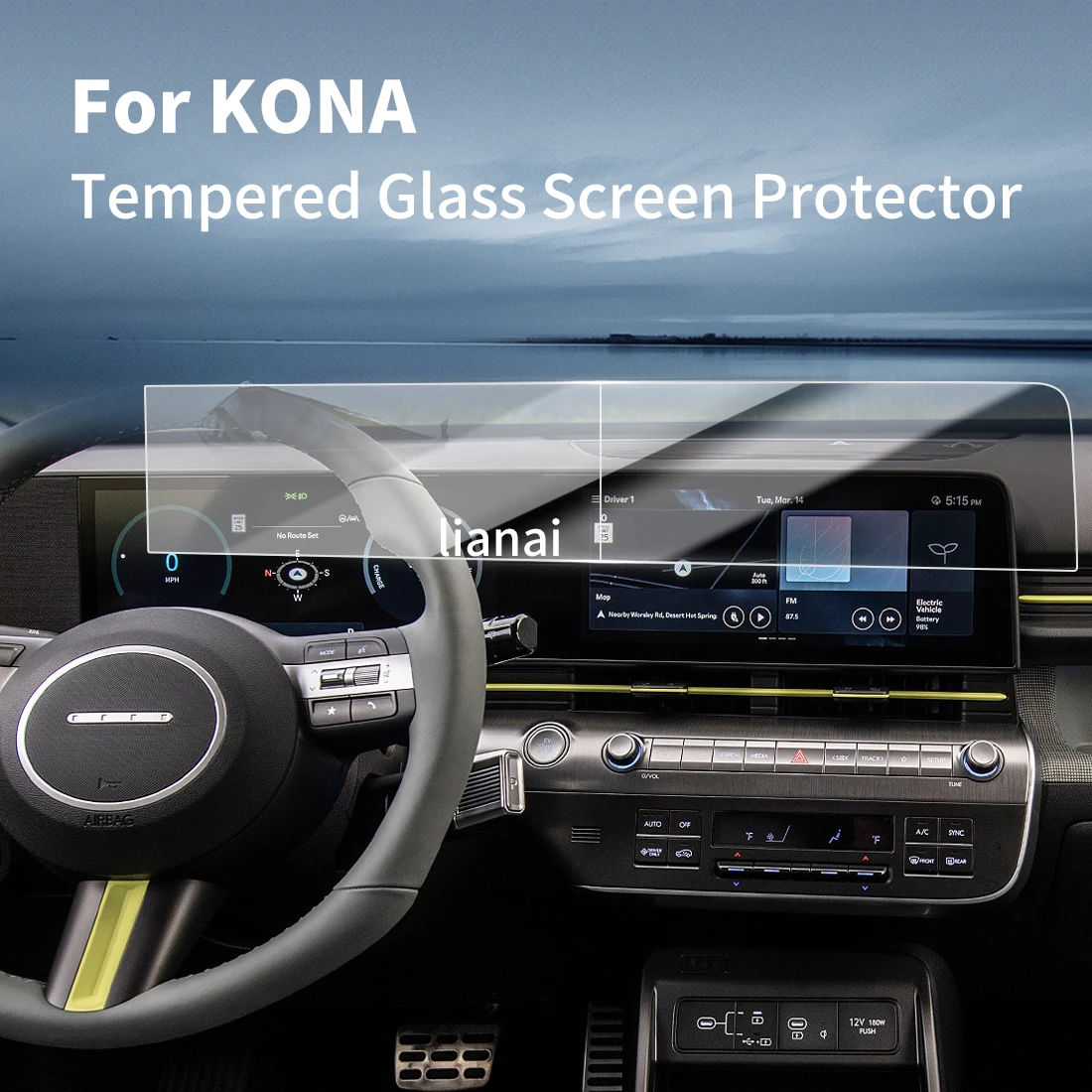 Screen Protector for 25 Hyundai KONA Tempered Glass Navigator Car Stickers Accessories Fingerprint-resistant display supplies