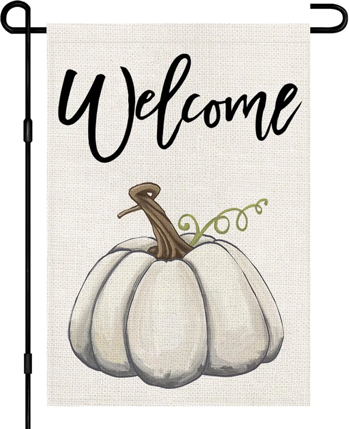 Fall Garden Flag Burlap for Outside 12x18 Inch Double Sided, Autumn White Pumpkin Farmhouse Style Sign Lawn Small Flags Yard Out