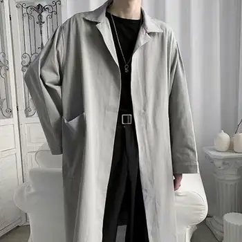 Men's Spring Trench Coat 3 Korean Style Spring Trench Coat Button-breasted Men Coat Male Windbreaker Trenchcoat Men Business Casual Loose Long Overcoat 3