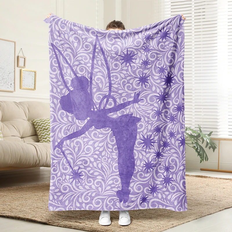 

Disney Tinker Bell Silhouette Purple Blanket Soft Flannel Throw for Home Sofa Bed Decorative Warm Cozy Gift for Kids Adults