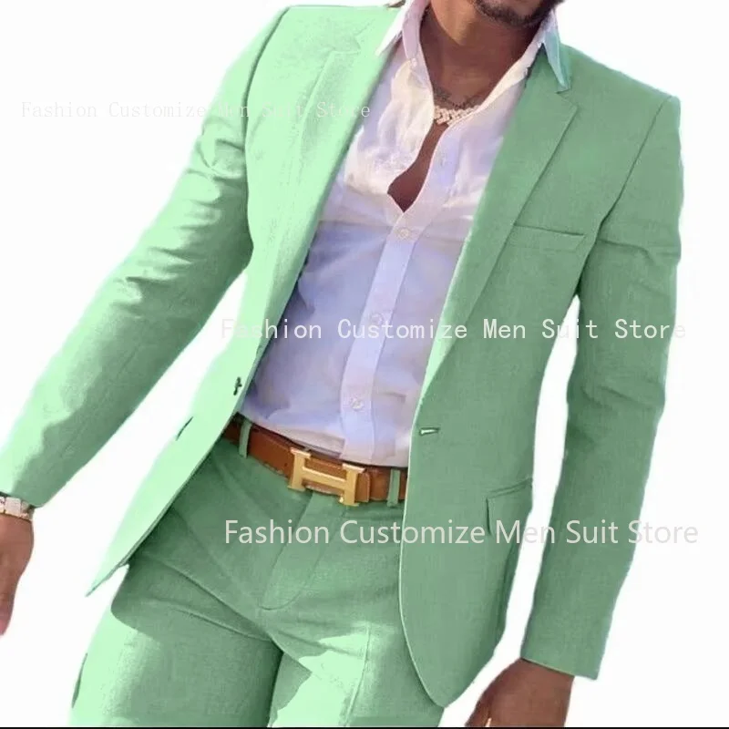 Mannen Stand Kraag Chinese Stijl Slim Fit Tweedelige Pak Set Mannelijke Zhong Shan Blazer Jas Broek Broek 2 Stuks