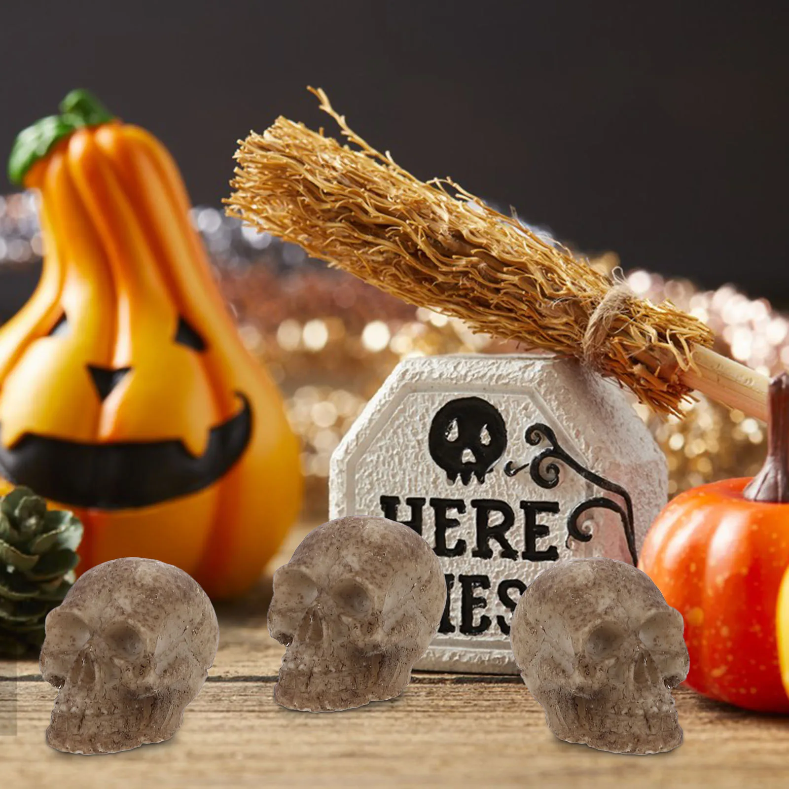 

Scary Skull Props 20pcs Halloween Skull Ornaments Resin Skulls Decor for Haunted House Party Creepy Tabletop Artificial Skull