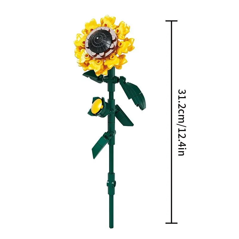 Flower Model Building Blocks 3D Bouquet Plants Sunflower Rose Bricks Kits Children DIY Educational Toys Adult Romantic Gifts