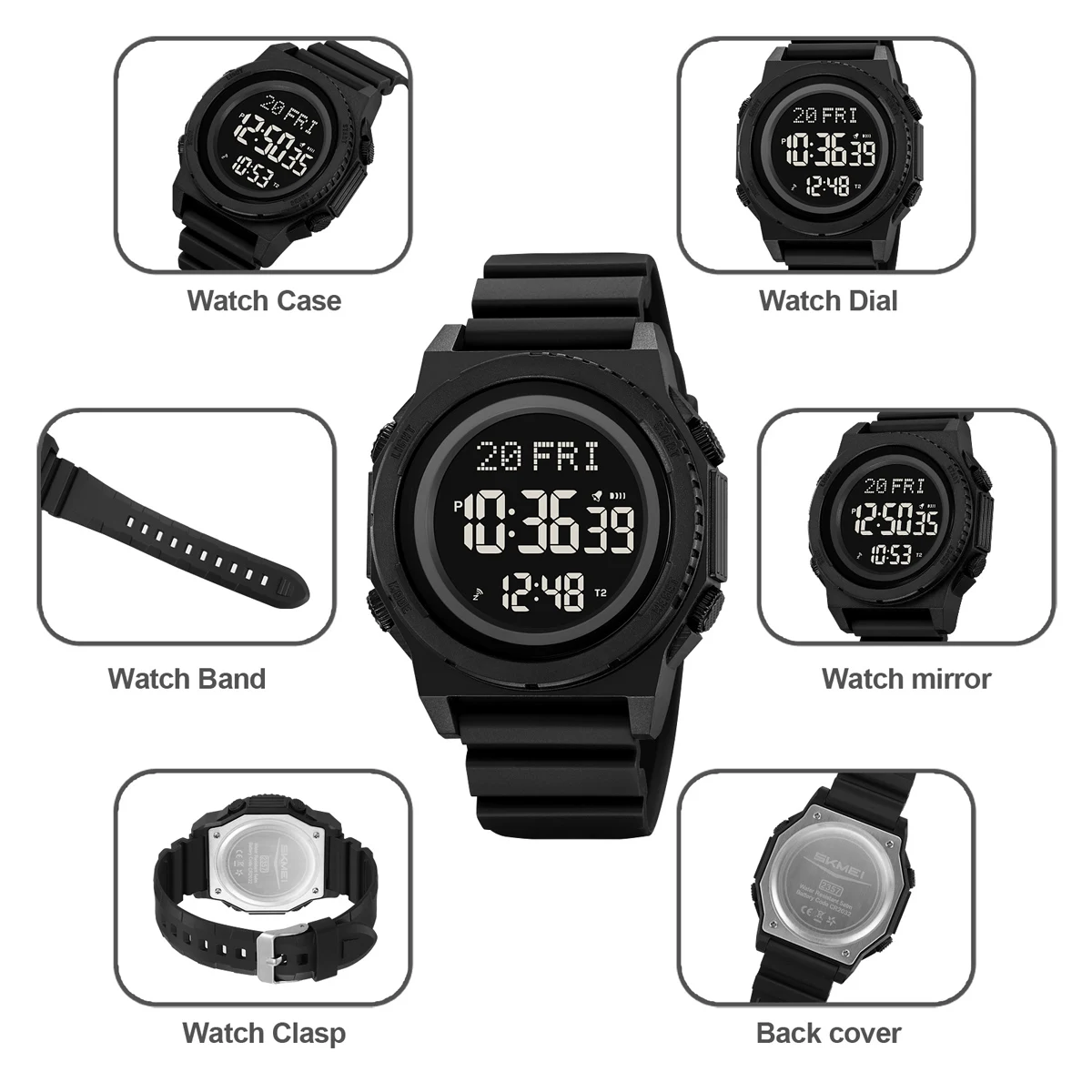 SKMEI Military Digital Sports Electronic Watches For Men Fashion Daylight Saving Time 5Bar Waterproof  Wristwatches Reloj Hombre