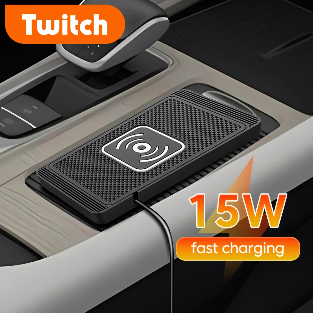 15W Fast Car Wireless Charging Pad Qi Anti‑Slip Phone Charger For Iphone 17 16 15 Samsung Headphone all wireless charging phones
