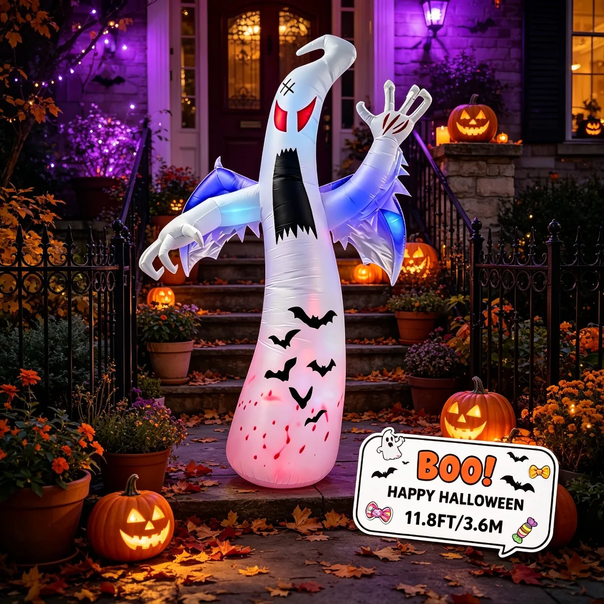 Halloween Scary Blood Stain Ghost Inflatable Ornament With Internal Holiday Lighting Halloween Decor