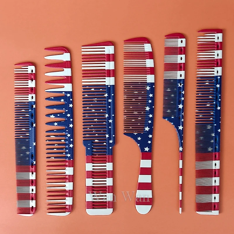 New Styling Hairdressing Comb National Flag Hair Cutting Combs Hair Salon Barber Trim Hairbrush Haircut Brush Barber Shop Tools