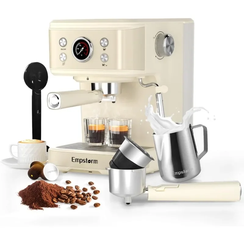 Empstorm Espresso Machine 20 Bar, 2 IN 1 Cappuccino Machine and Milk Frother Steam Wand Compatible for NS Original Capsules